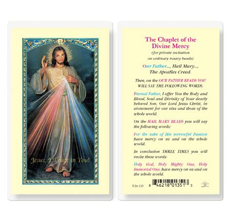 Divine Mercy Chaplet Laminated Holy Card - 25 Pack