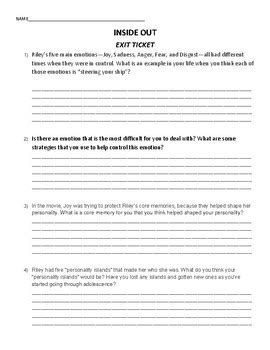 Inside out movie worksheet by K Inquiry | Teachers Pay Teachers