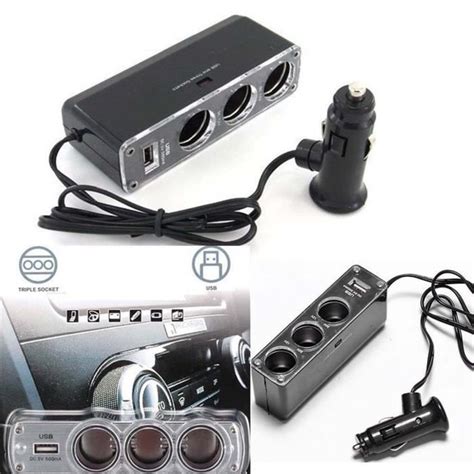 Auto Voiture 3 Voies Allume Cigare Splitter Port Usb Cdiscount Auto