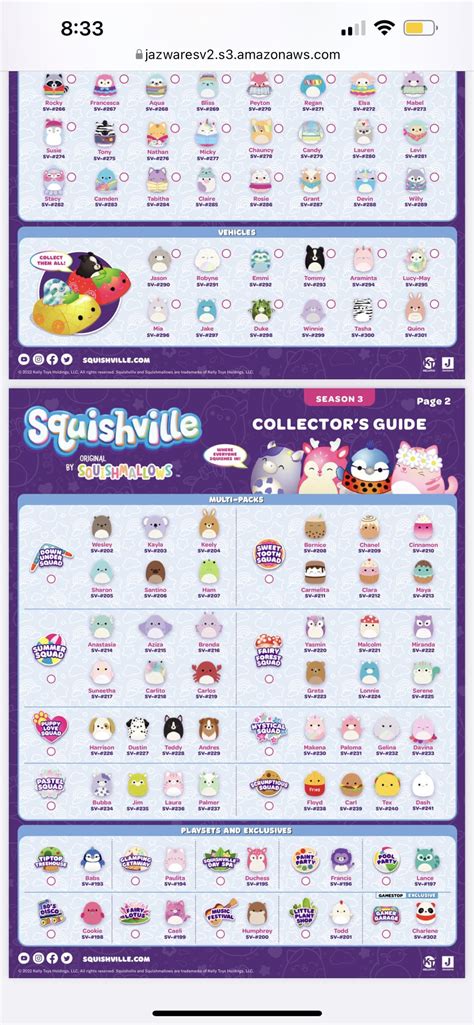 New Squishville Collectors Guide 👀👀 Claire Purple Cow Stacy Bubba