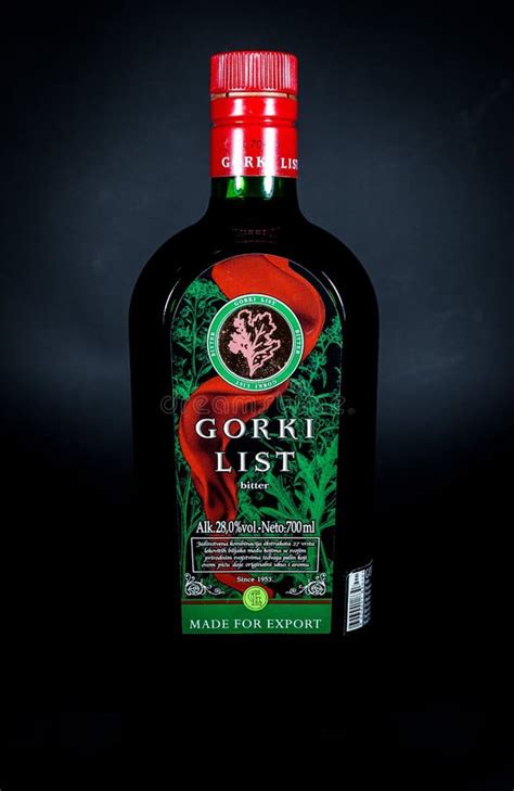 Bottle of Gorki List Bitter Editorial Stock Image - Image of label ...