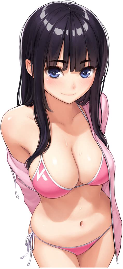 Homunculus Alchemynote Original Girl Arms Behind Back Bikini Black Hair Blue Eyes