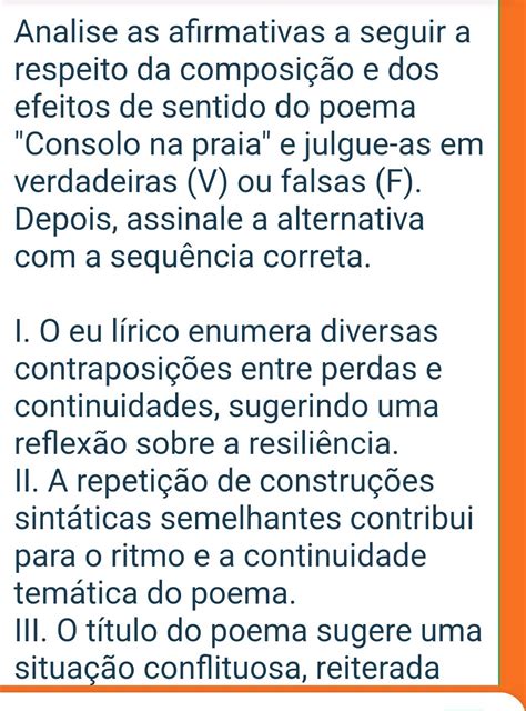Analise as afirmativas a seguir a respeito | StudyX