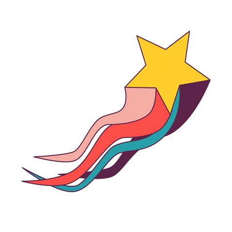 Shooting Star With Rainbow Tail Retro Psychedelic Style Sticker