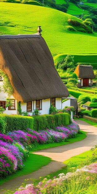 Premium Ai Image Small House On Green Hills