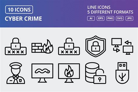 Vector Cyber Crime Icon Set Graphic By Iyikon · Creative Fabrica