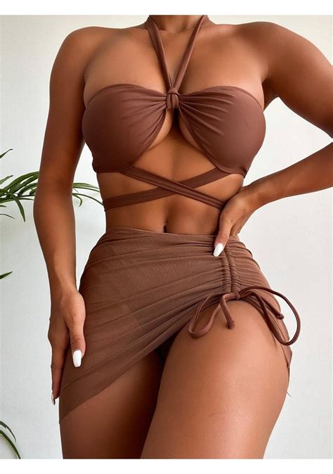 Par A Bikini Kad N Mayolar Halter Bikini Set Bandaj Kad N Mayo Mayo Beachwear Y Zme Tak M