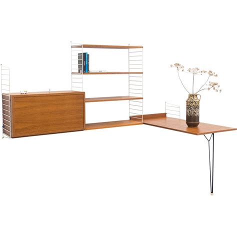 String Design Ab White Wall Unit In Teak And Metal By Nisse Kajsa