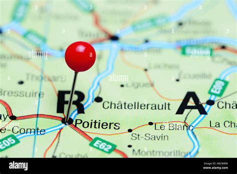 Poitiers Pinned On A Map Of France Stock Photo Alamy