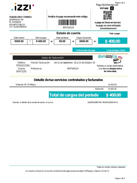 Comprobante De Domicilio Izzi Pdf