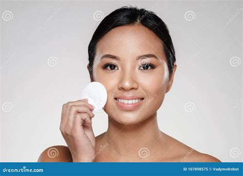 Beauty Portrait Of A Smiling Half Naked Asian Woman Stock Image Image Of Person Head