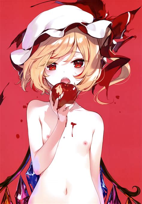 Ke Ta Flandre Scarlet Touhou Absurdres Highres Tagme Girl Apple Blonde Hair Blood