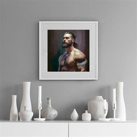 Male Portrait Digital Art Ai Generated Realistic Oil Painting Nude Man Wall Art Poster