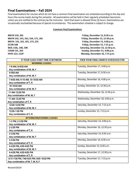 Maryland Final Exam Schedule