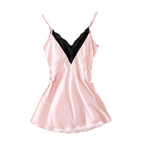 V Neck Sleepwear Pajamas Lingerie Lace Underwear Silk Satin Women S Nightdress Exotic Dresses