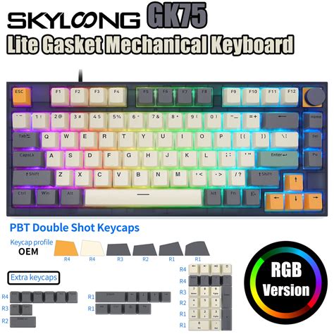 Skyloong Gk Mechanical Keyboard Rgb Hot Swappable Optical Yellow Switches Knob Pbt Keycap