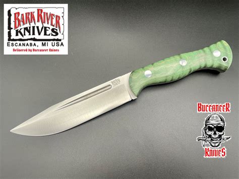 Bark River Cub Green Tigertail Maple Burl - Buccaneer Knives