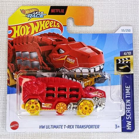 Hot Wheels Hw Ultimate T Rex Transporter Red Collectible Model Car Miniature Gift Item For Car