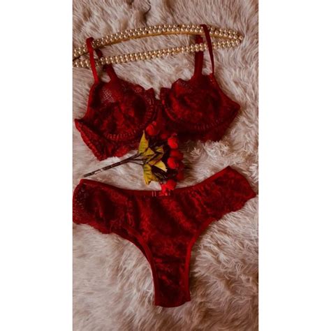 Conjunto De Lingerie Lindo Sutia Sem Bojo Aro E Calcinha Toda Em Renda Ref Shopee Brasil