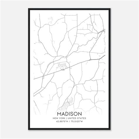 Madison New York Map Poster, Modern Home Decor Wall Art Print - Custom