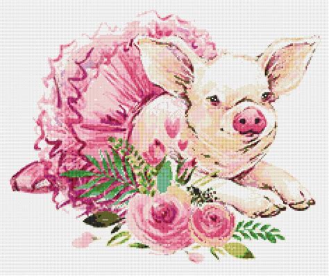 Pig Cross Stitch Pattern 3 Instant Pdf Download Potbelly Pig Etsy