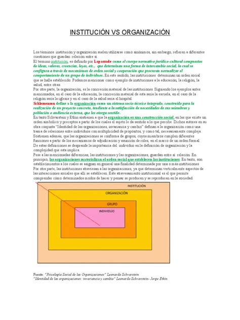 Institución Vs Organización Pdf Institución