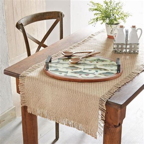 Jute Runner Braided Jute Table Runner Features Fringe Edge Detail