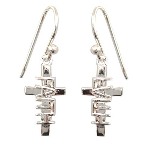 925 Solid Sterling Silver Dangling Cross Earrings George Etsy