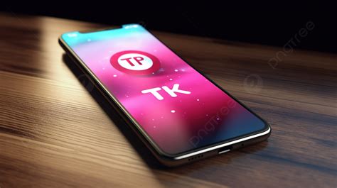 tik tok app logo displayed   wooden desktop   rendered