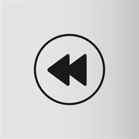 Rewind Symbol Fast Backwards Sign Flat Style Icon On Gray Background