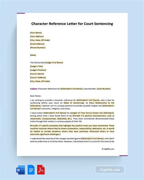 Character Reference Letter For Court Sentencing Exles Infoupdate Org