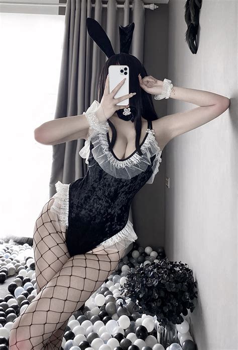 Sexy Lingerie Bunny Girl Bodysuit Lace One Piece Set Velvet Cute Rabbit Costume Outfit Outfit