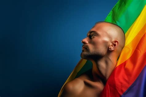 Premium Ai Image Expressive Pride Photo Of A Gay Man With A Rainbow Flag Pride Month