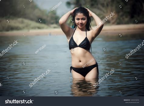 Sexy Woman Bikini River Waterfall Stock Photo 1325372072 Shutterstock