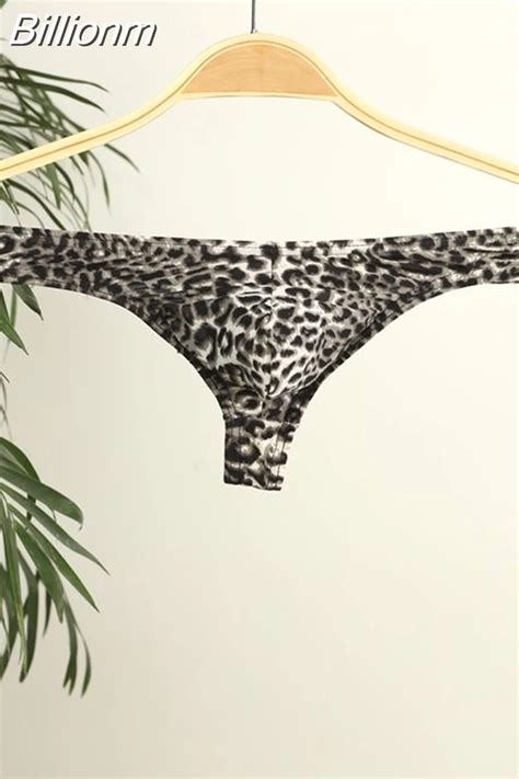 Billionm Sexy Leopard G String Men Underwear Bulge Pouch G String Shorts Underpants Bikini