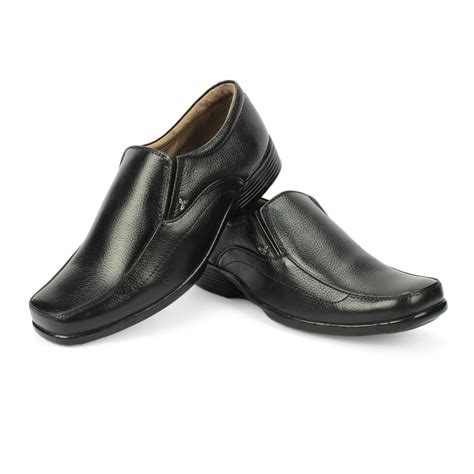 Mens Formal Slip On Shoes In Black Genuine Leather Horex®