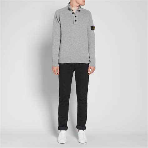Stone Island Half Zip & Button Knit Pearl Grey | END. (ES)