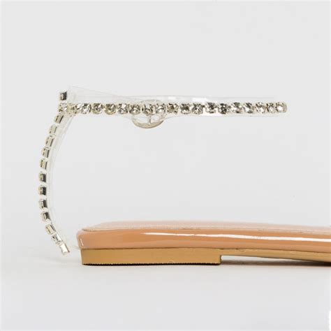 Lucie Nude Patent Clear Diamante Sandals