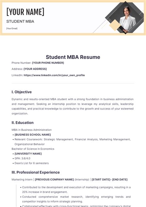 Free Iim Student Mba Resume Template Edit Online And Download