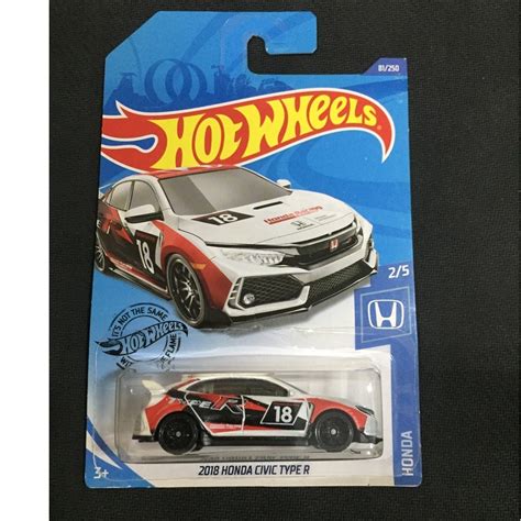 風火輪 hot wheels 2018 喜美 本田 honda civic type r 白色 普卡 蝦皮購物