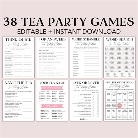Tea party games tea party activities tea party bundle printable tea