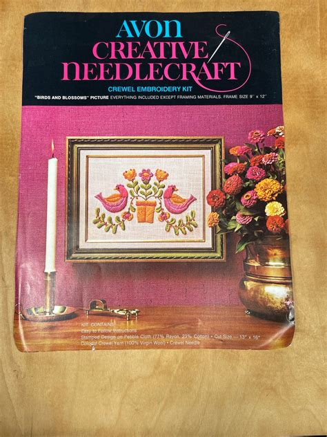 Vintage Avon Creative Needle Craft Crewel Embroidery Kit Birds Etsy