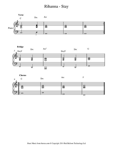 stay sheet music rihanna 10