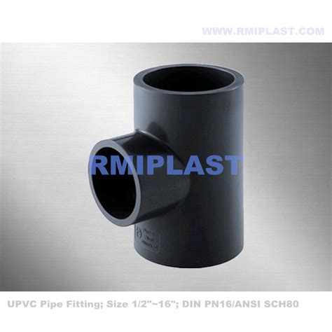 UPVC Socket Reduced Tee Of DIN Pn16 Plastic Fitting 3 Way Tee PVC Pipe