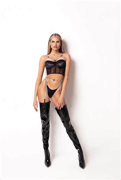 Sexy Silk Lingerie Sissy Lingerie Crystal Lingerie Satin Lingerie Set Black Silk Lingerie