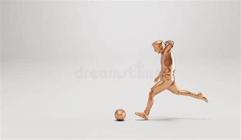 Golden Soccer Football Player Kicking A Ball In An Action Pose D