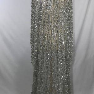 Nude Sequin Rhinestone Fabric Beaded Fabric Tulle Beaded Material Etsy