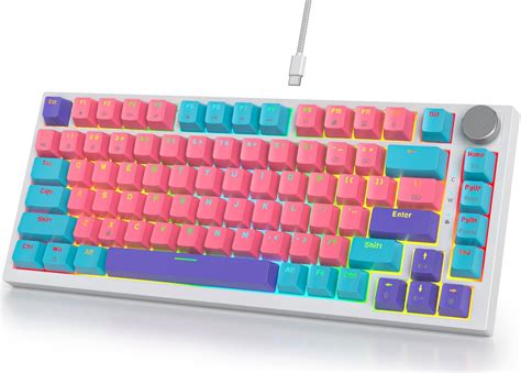 Fogruaden Wired Hot Swappable Percent Mechanical Keyboard Red Switch Tkl Pink Mechanical