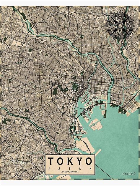 Tokyo City Map Of Japan Vintage Poster By Demap Redbubble Tokyo