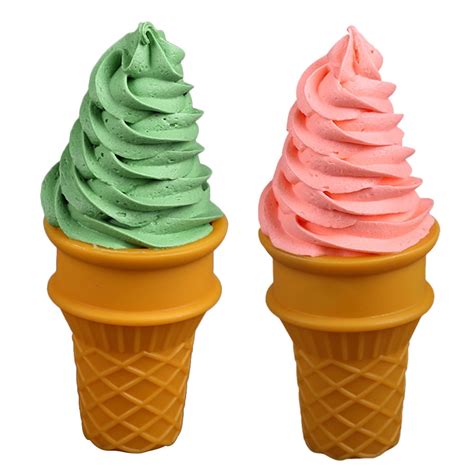 Nuolux 2pcs Lifelike Ice Cream Modeling Figurine Lovely Ice Cream Cone